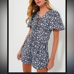 Hyacinth House navy white floral Barnell romper tuckernuck XXL cotton
